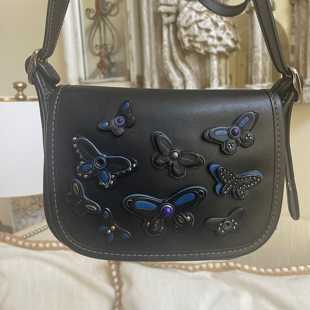 Coach Patricia Butterfly Crossbody Bag F59360 | Black Leather Appliqué - Picture 4 of 6